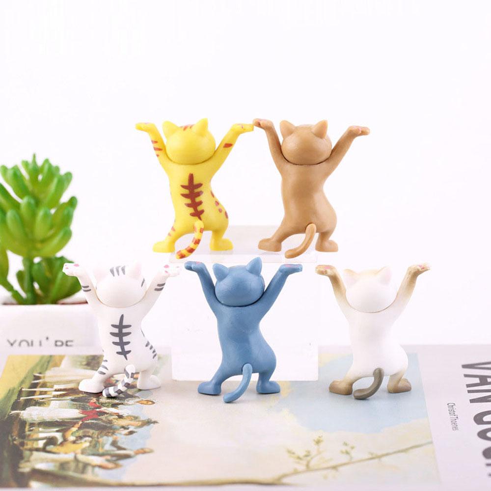 Lanfy Kucing Action Figure DIY Menari 5 Pcs/set Lanskap Mikro Anime Mainan Lucu Kucing Patung Kecil Figure Ornamen