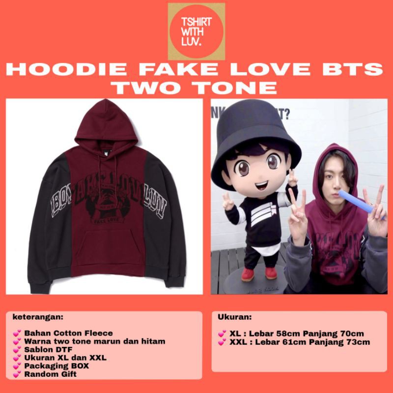 HOODIE JK JUNGKOOK BTS POP UP TWO TONE FAKE LOVE (BACA DESKRIPSI)