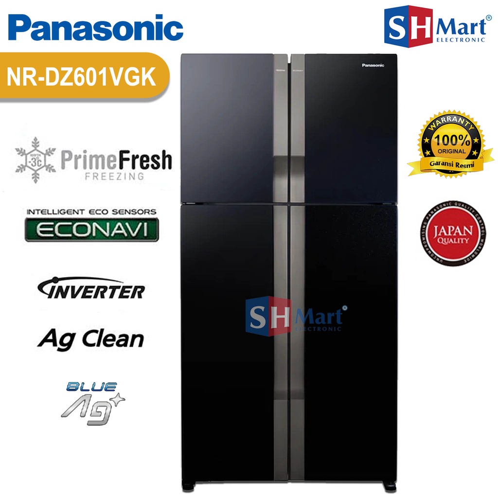 KULKAS SIDE BY SIDE PANASONIC 4 PINTU NR-DZ601VGK KAPASITAS 601 LITER INVERTER PRIME FRESH GARANSI RESMI (MEDAN)