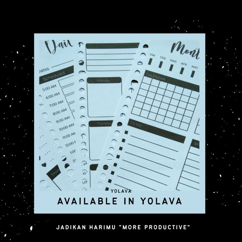 

Kertas Jurnal | Daily planner, Weekly, Monthly, Wish list, Self care | A5 20 lubang