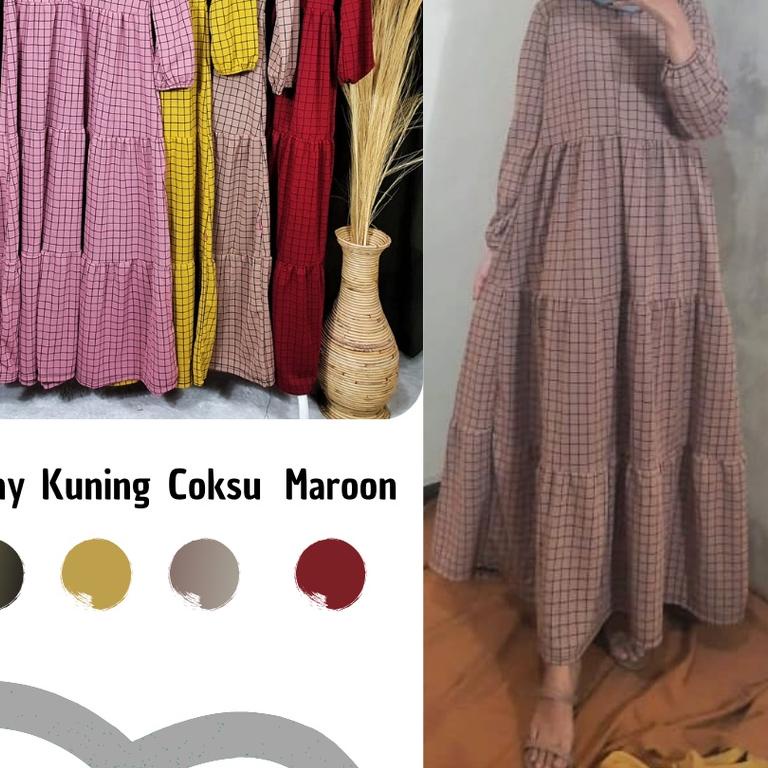 Gamis Rumbai BUSUI Lengan Panjang Fashion Muslim Zalfa Fit L-XL Lingkar Dada 100cm Panjang 130cm