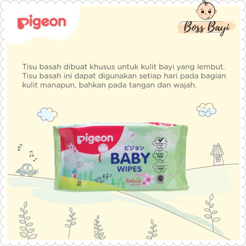 PIGEON - BABY WIPES SAKURA 50'S Kemasan Banded Buy 1 Get 1