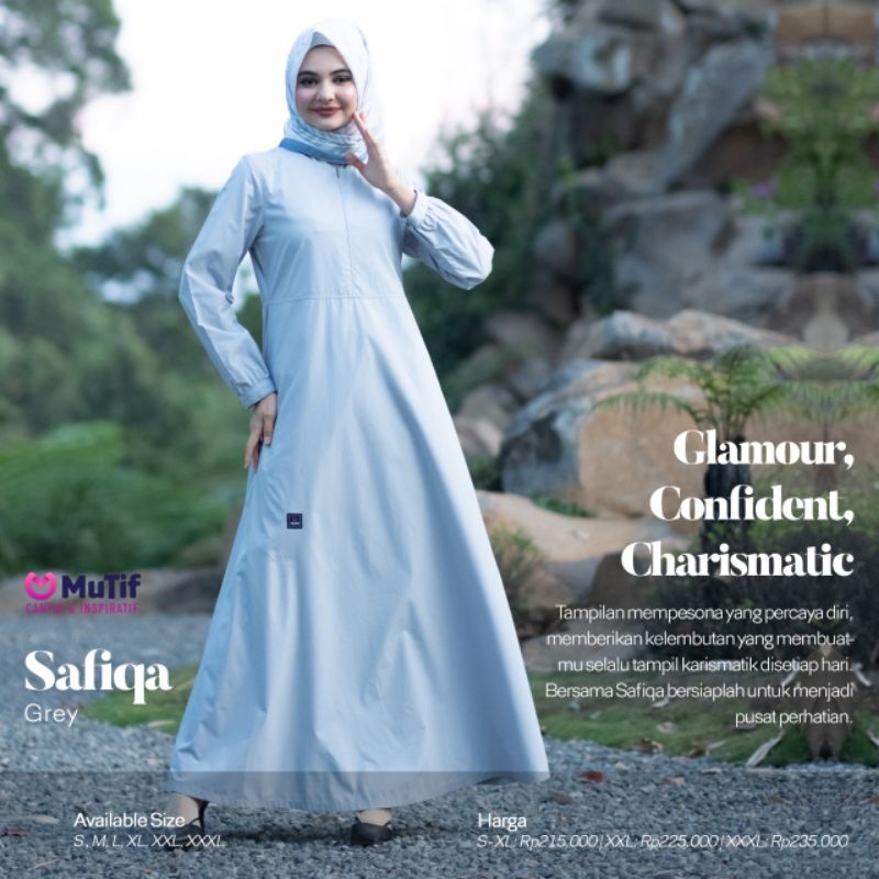 GAMIS MUTIF SAFIQA SERIES SAFIQA SPRAY GREEN SAFIQA STEEL GREY SAFIQA GRAPE PURPLE MAUVE WINE NAVY BLAZER CYPER GREEN BROWN AZTEC GREY BLACK ASH ROSE MEDAL BRONZE