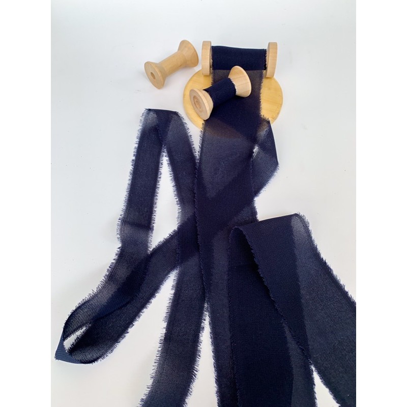 

Chiffon ribbon in Navy / Silk ribbon