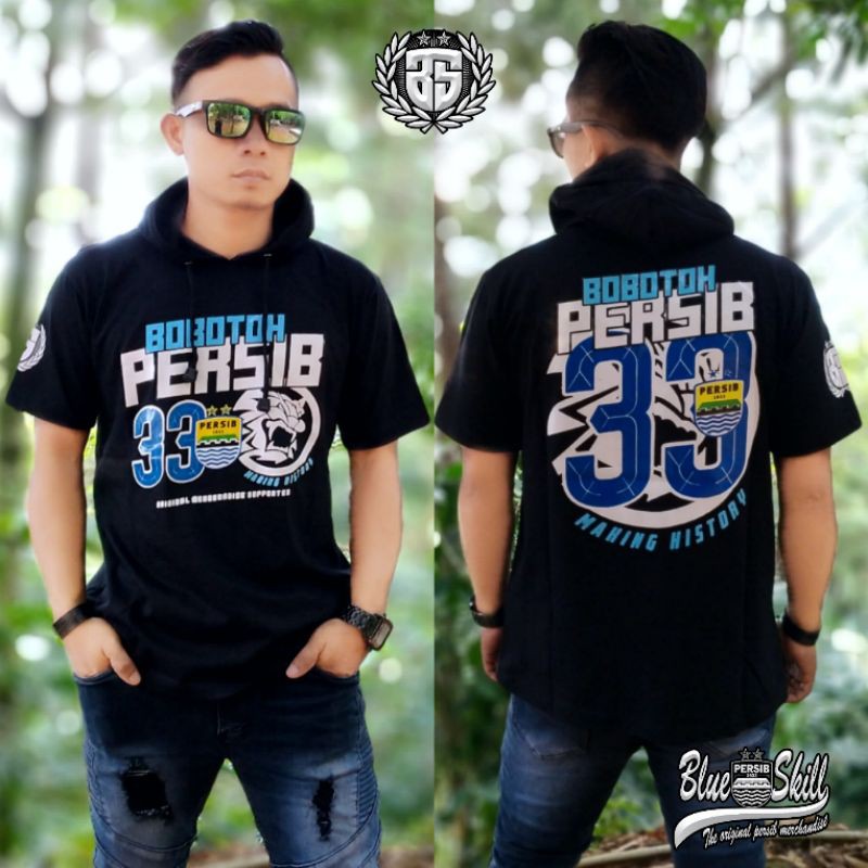 Kaos hoodie PERSIB / kaos hoodie pendek / atasan dewasa / kaos BOBOTOH PERSIB pria dan wanita / kaos originalblueskill