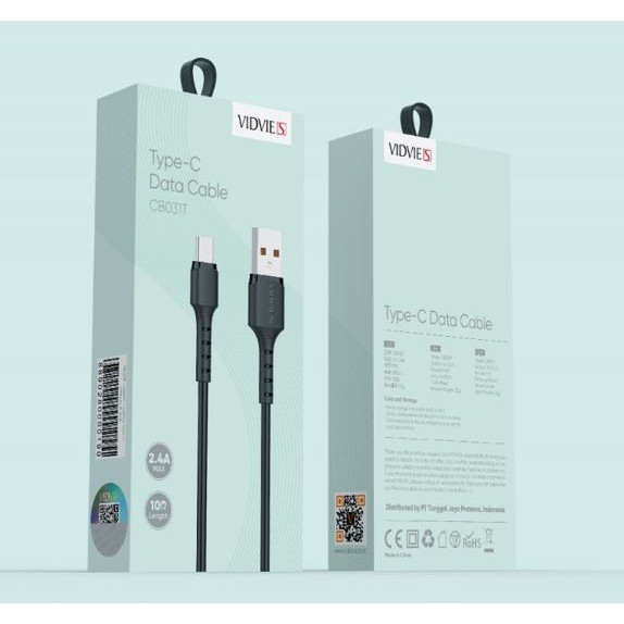 Usb-A to Usb type c cable vidvie charge data 2.4a 100cm fast charging for android etc cb031-tc cb031t