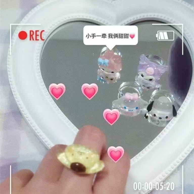 Cincin Pasangan Desain Kartun Kucing Melody Kuromi Jepang Untuk Wanita