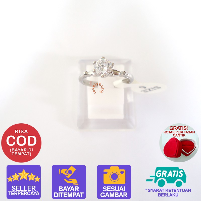 Lovelybutik Cincin Titanium Anti Karat Lyn Cincin Wanita Titanium Model Permata Cubic Zirconia