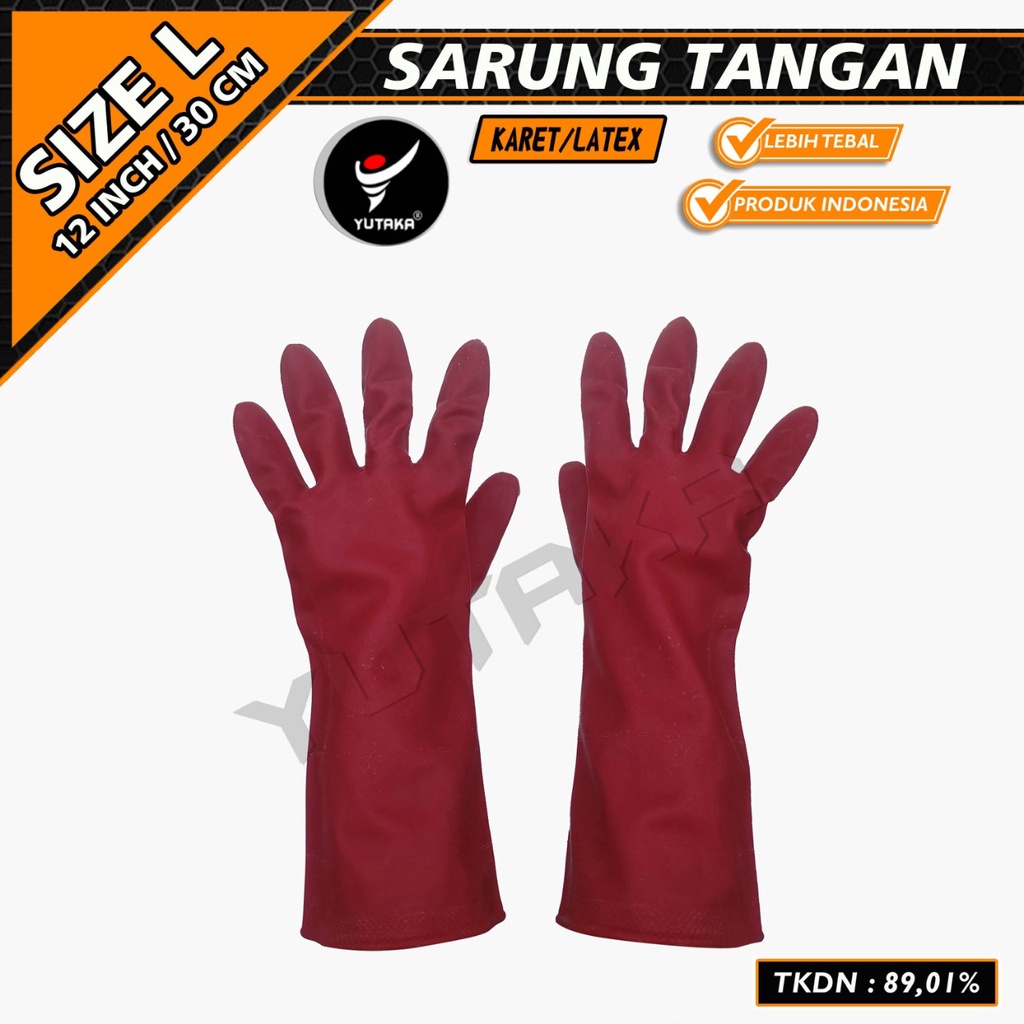 SARUNG TANGAN KARET 12 INCH warna merah/sarung tangan cuci piring murah