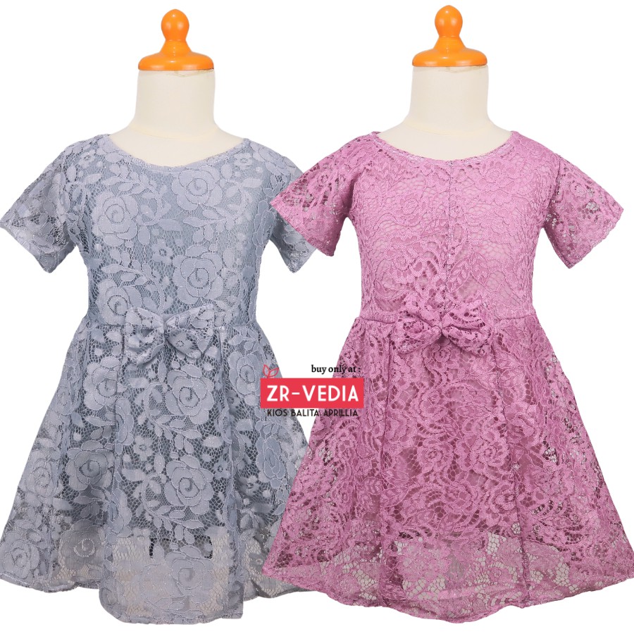 Dress Icha Brukat uk Bayi - 8 Tahun / Dres Brokat Anak Perempuan Gaun Pesta Baju Brukat Import Baby Cewek