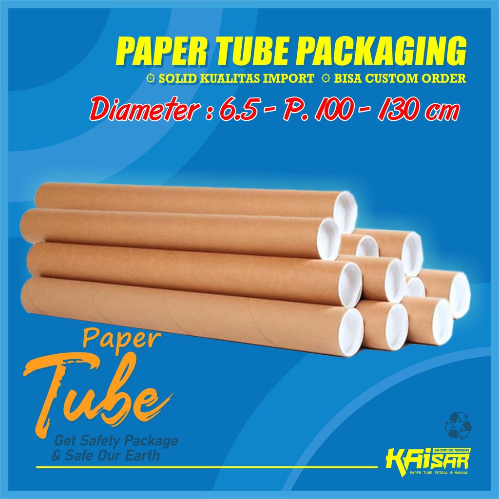

(6,5 cm x 130 cm) paper tube selongsong tabung packing - free tutup putih