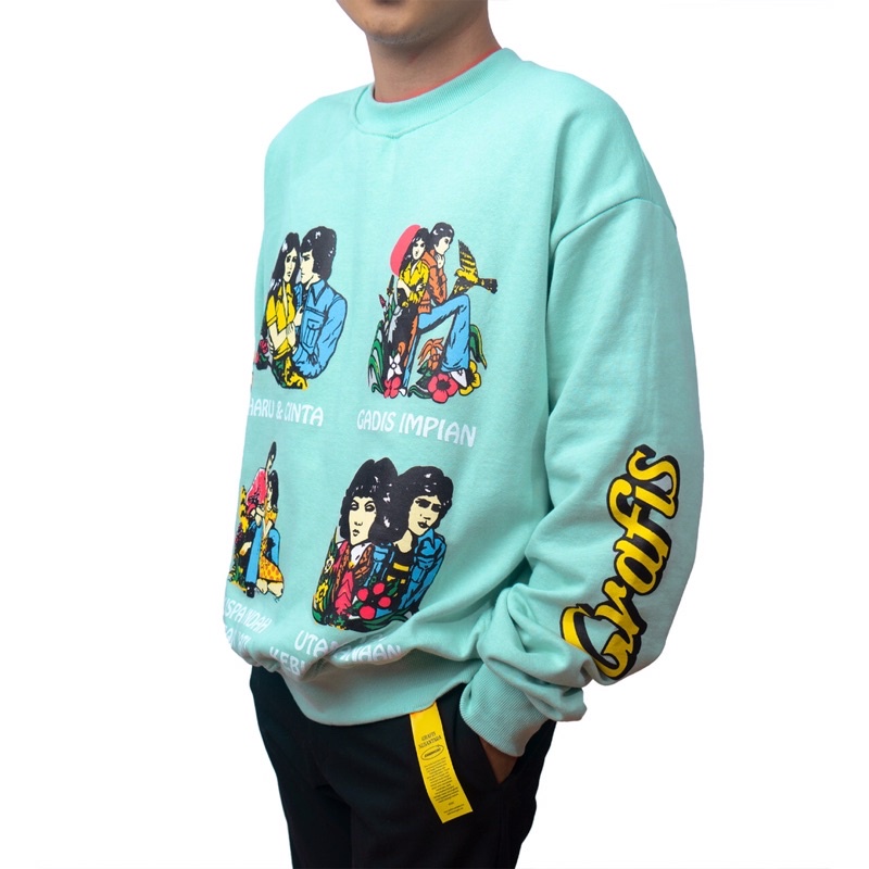 Kamengski - Grafis Nusantara Crewneck Aqua