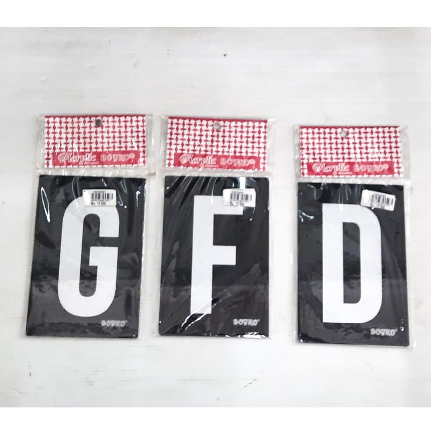 

Acrylic Boyko HURUF G F D Warna Hitam