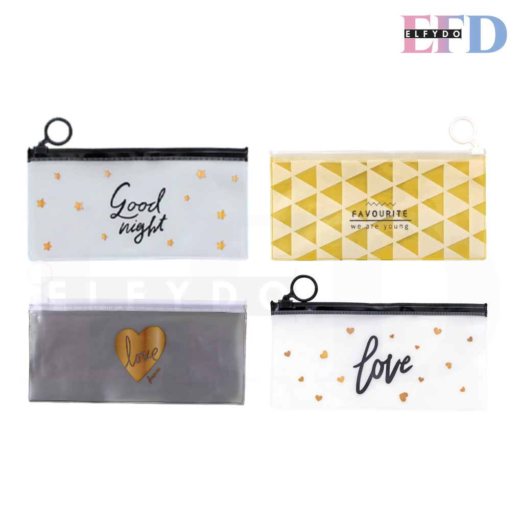 ELFYDO - HL0074 Pouch Serbaguna Tempet Pensil Transparan Aneka Motif Pouch