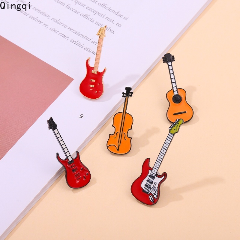 Rock Bros Pin Enamel Desain Kartun Band Musik Gitar Bass Untuk Hadiah