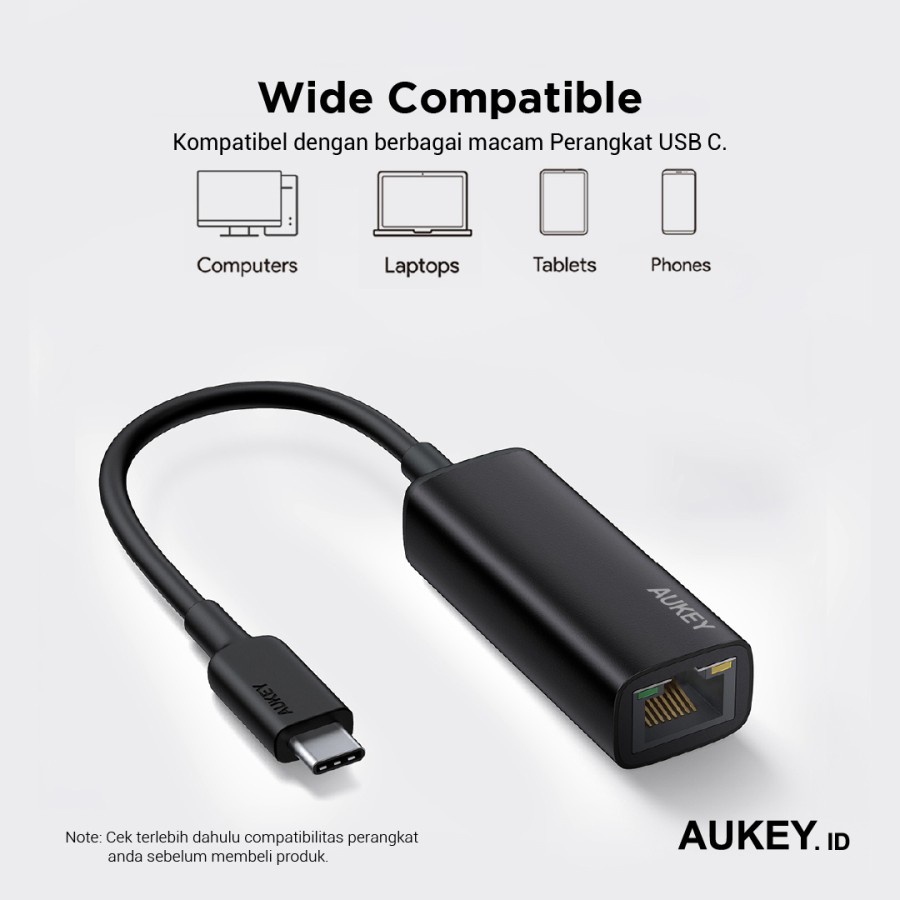 Aukey Adapter CB-A30 Type C (USB-C to Ethernet Jack) - 500583