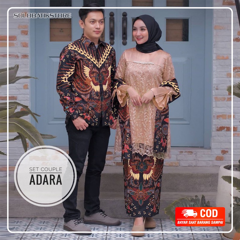 Batik Couple Adara | Couple Kebaya Tunangan Lamaran Wisuda I Couple Tunik Brokat - Kebaya Brukat Modern