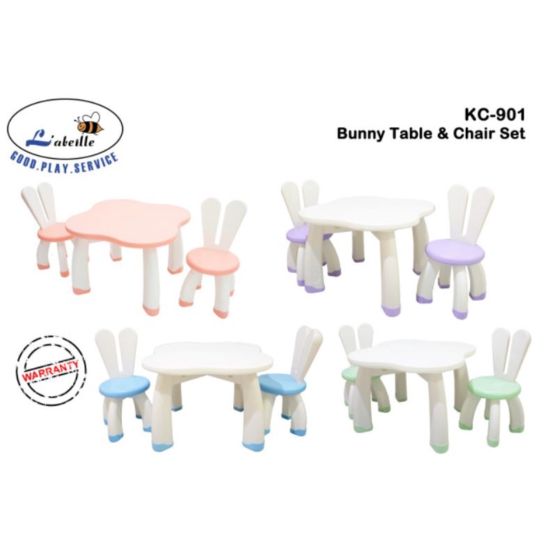 Bunny table &amp; chair set meja kursi bermain dan belajar