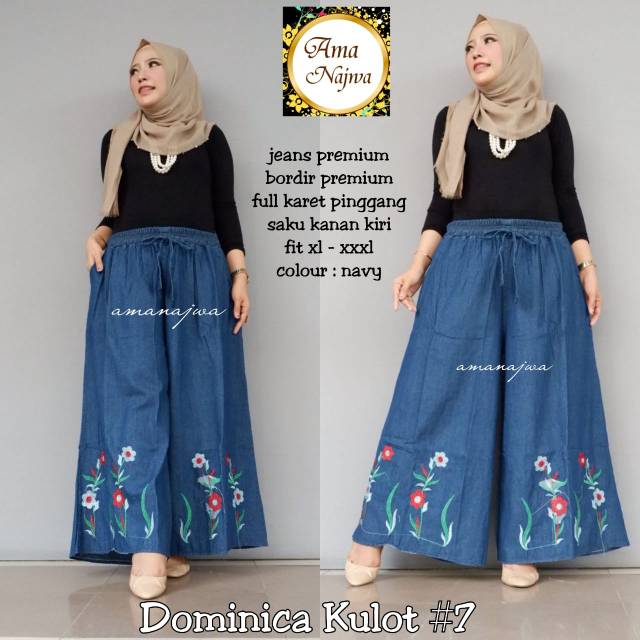 Dominica Kulot Jeans jumbo bordir bunga