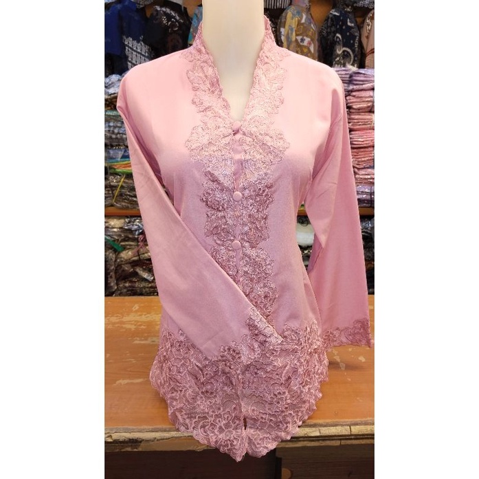 kebaya encim bordir pink alusan