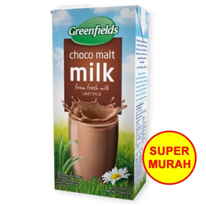 

Susu UHT Greenfields Choco Malt Milk Cokelat Kemasan 1 Lt | Liter