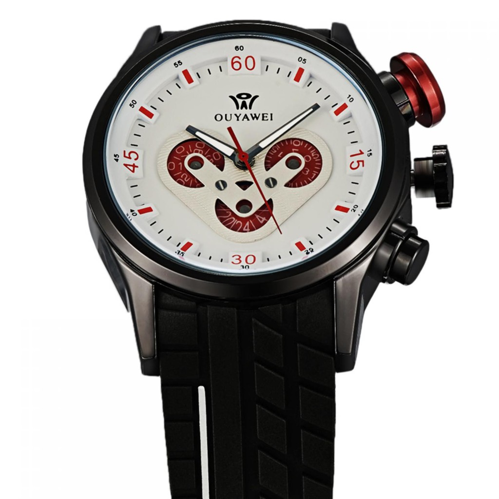 TERMURAH  Ouyawei Sports Men Silicone Strap Automatic Mechanical Watc