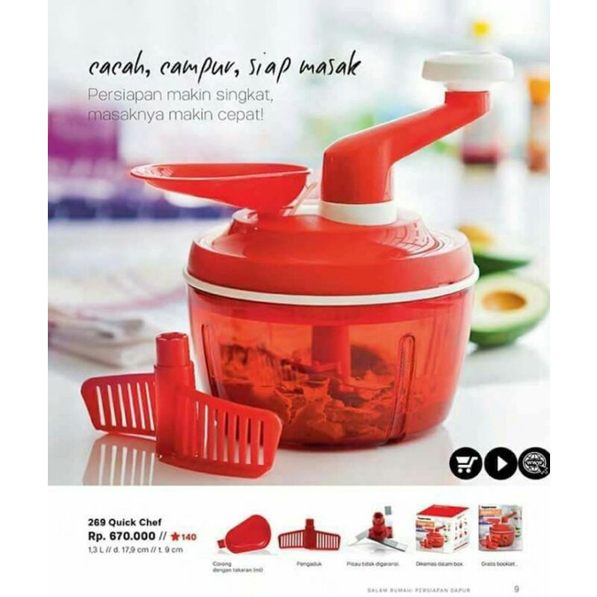 Quick chef 1,3L pencacah dan pencampur blender serbaguna tanpa listrik