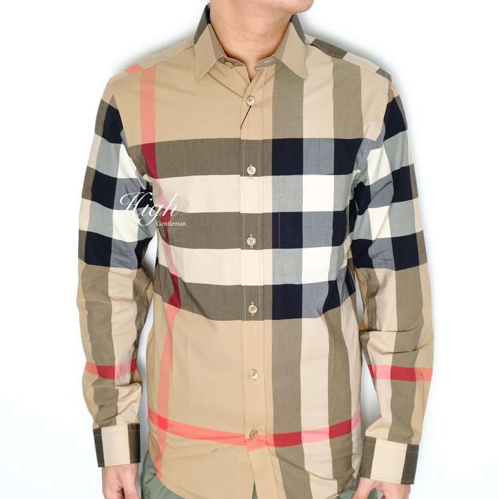 Brberry Men Somerton Long Sleeved Shirt Archives Beige