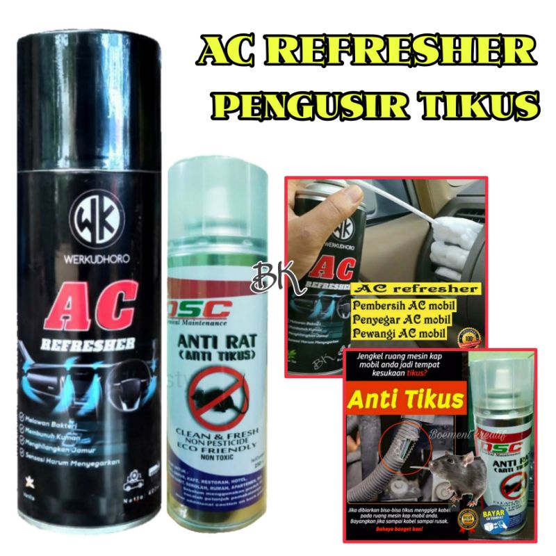 AC REFRESHER MOBIL / PEMBERSIH AC MOBIL /PENGHILANG BAU APEK &amp; ANTIRAT/PENGUSIR TIKUS AMPUH