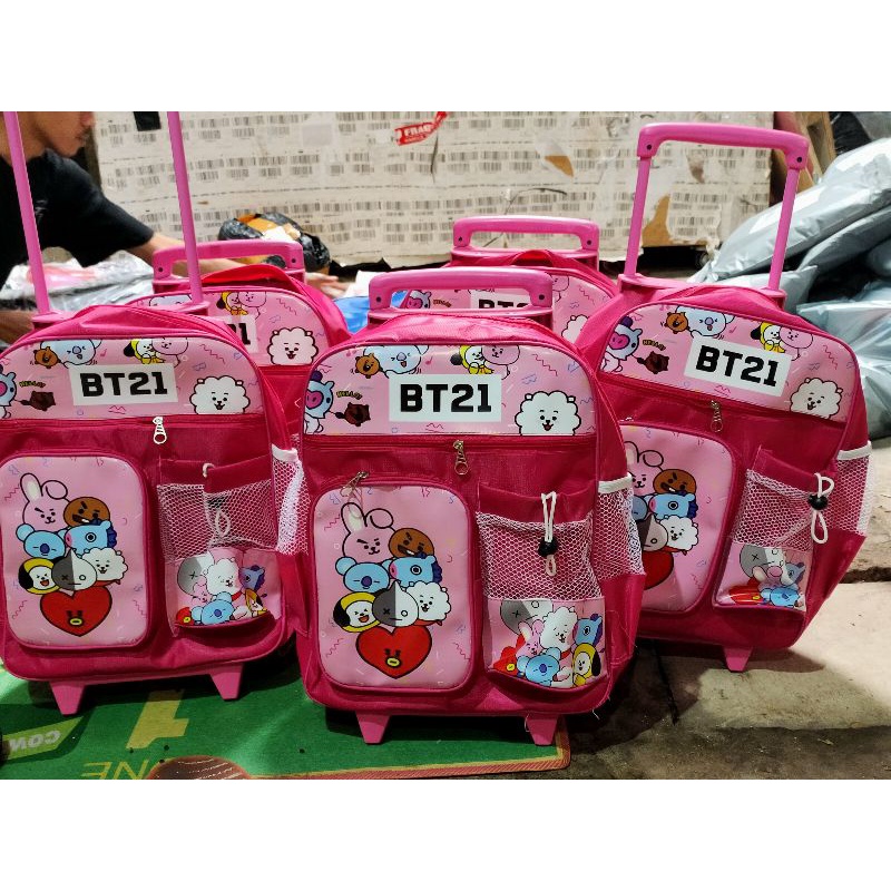 Tas Ransel Troli Free Botol Minum/ Tas Ransel Anak Perempuan Sekolah TK-SD/Tas Troli Dorong Anak Karakter