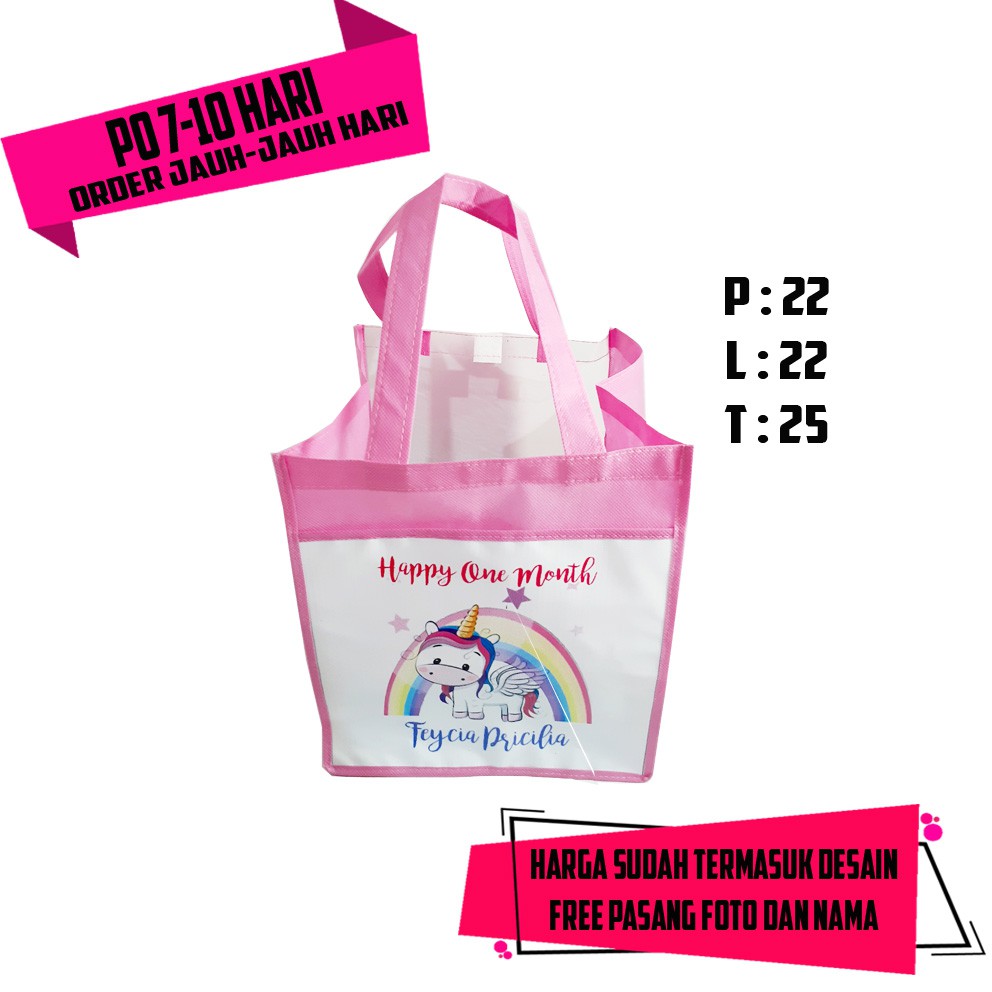 

Tas Ulang Tahun/Tas Goodiebag Souvenir Ultah Mika Muat Box Nasi