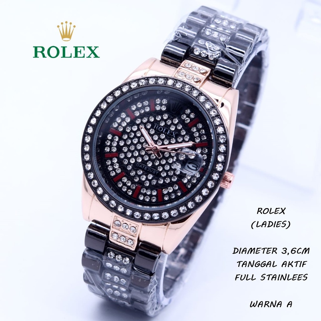 JAM TANGAN WANITA ROLEX RANTAI DIAMOND TANGGAL AKTIF