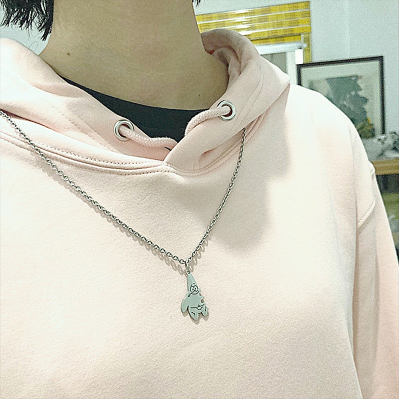 2 Pcs/set Spongebob Pie Bintang Pasangan Jahitan Kalung Pria Dan Wanita Klavikula Rantai Sederhana Aksesoris Hadiah