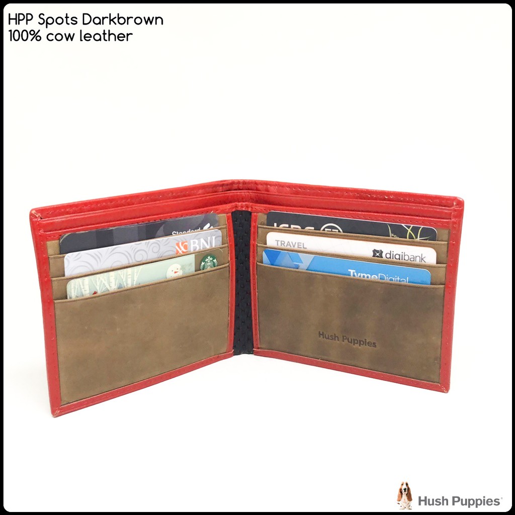 dompet kulit hushpuppies spots darkbrown premium bahan kulit sapi asli