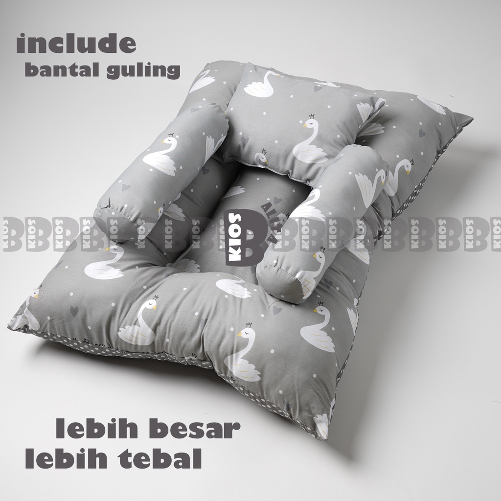 KASUR BAYI PREMIUM JUMBO PANJANG &amp; TEBAL SATU SET DAPAT BANTAL BAYI KOTAK DAN 2 GULING BAYI / KASUR ALAS BOX BAYI / KASUR MULTIFUNGSI TRAVELLING KASUR MOBIL BAYI