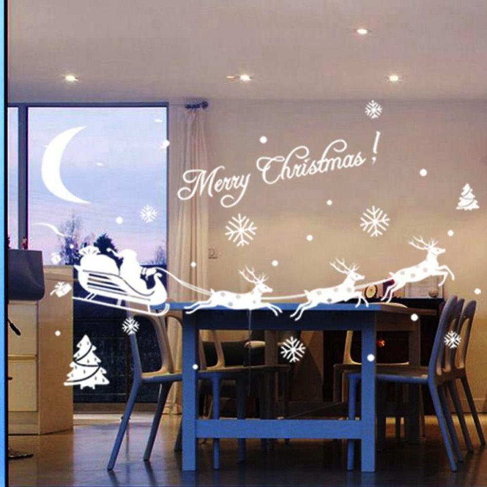 R-flower Shop Stiker Jendela Festival Xmas Santa Claus Removable Elk Dekorasi Rumah Wallpaper