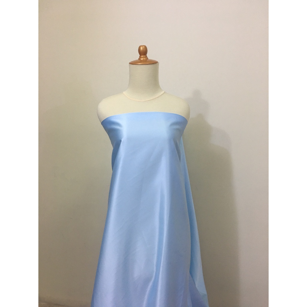 Kain Satin Velvet Premium Warna Baby Blue Bahan Seragaman Bahan Furing Bisa untuk Background Backdrop Foto Produk