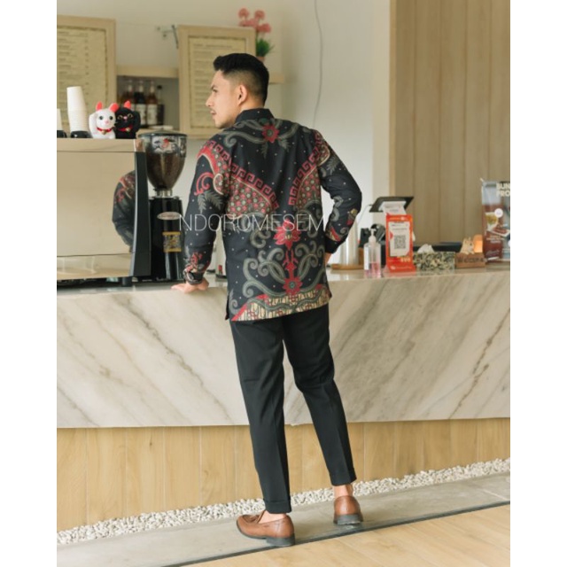 Batik lewung hitam katun halus full furing