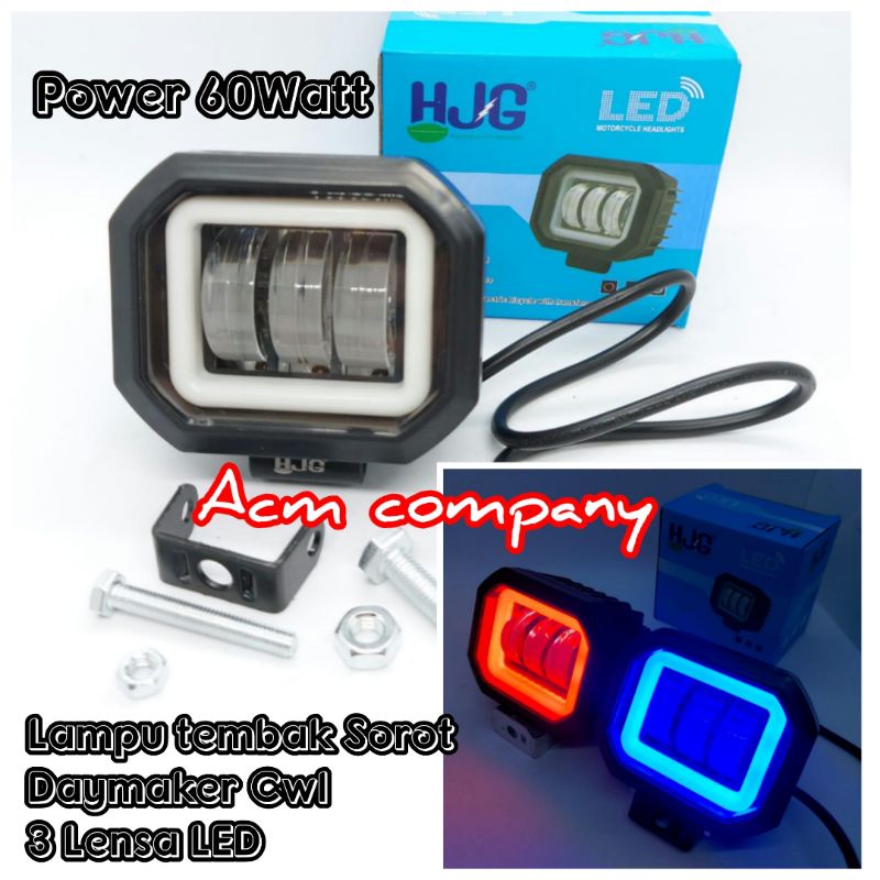 Lampu tembak sorot HJG Original Daymaker Cwl 3 Lensa LED 60Watt Angel eye
