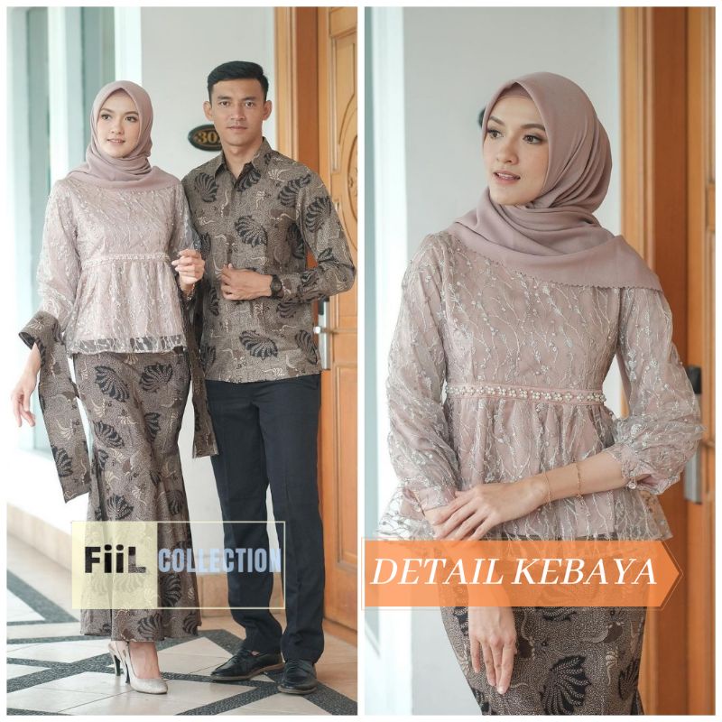 Batik Brukat Couple Kebaya Modern, Kebaya Tunangan,kebaya Lamaran, Kebaya Kondangan, Kebaya Wisuda-1