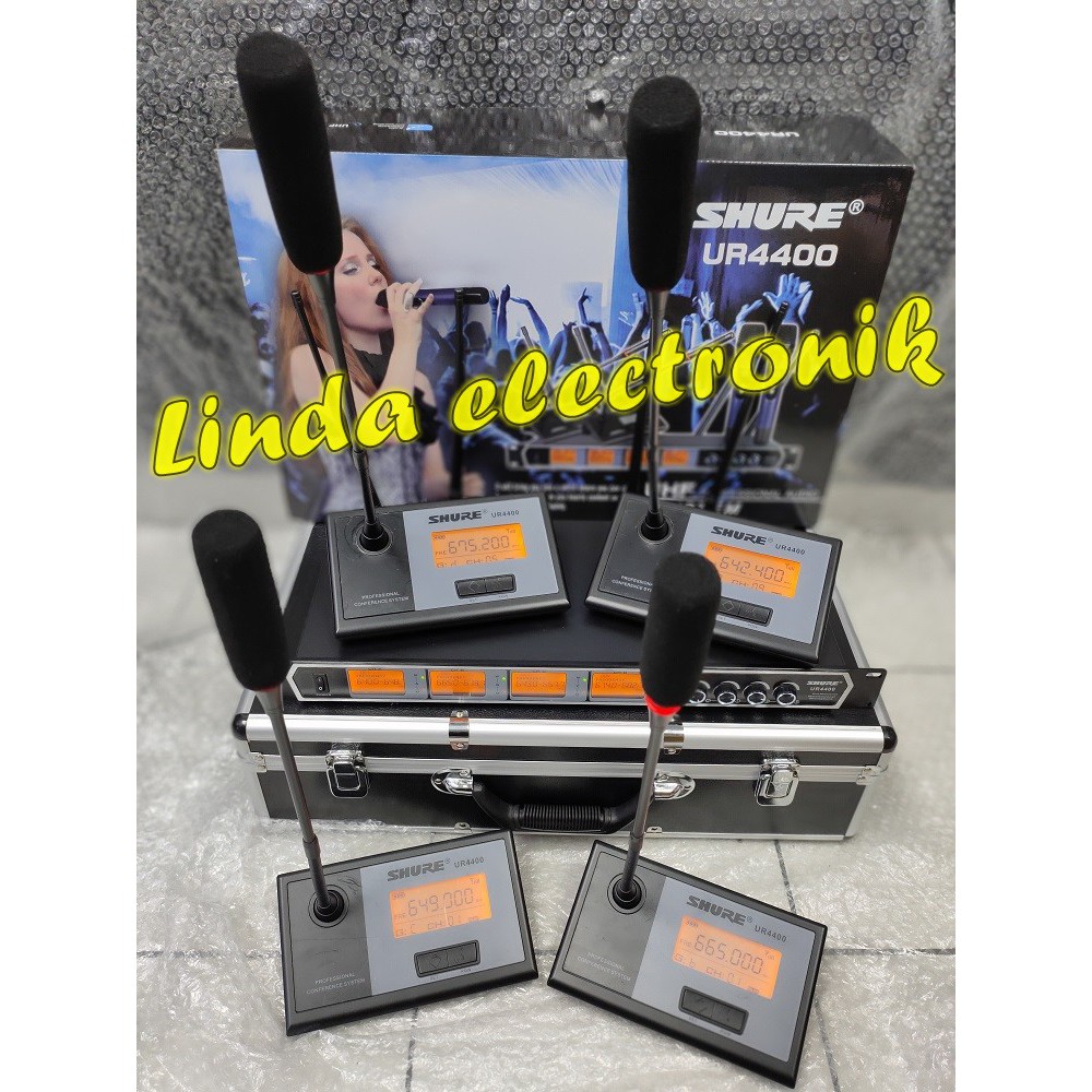 mic wireless conference shure UR4400MM 4mic conference meja shure ur 4400mm shure ur4400 ur 4400