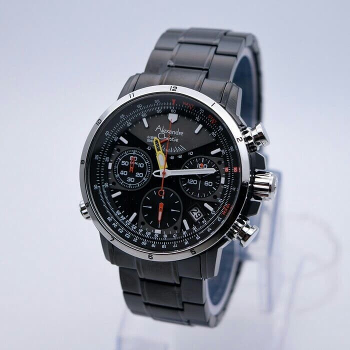 JAM TANGAN PRIA ALEXANDRE CHRISTIE AC 6394 BLACK RING SILVER ORIGINAL GARANSI RESMI 1 TAHUN