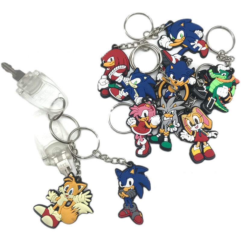 Gantungan Kunci Bentuk Kartun Sonic The Hedgehog Bahan PVC Untuk Hadiah