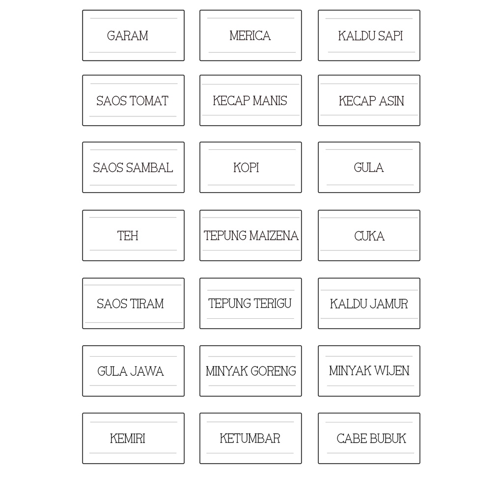 READY (ISI 21PCS) LABEL BUMBU DAPUR/STICKER BUMBU DAPUR/ STIKER WATERPROOF