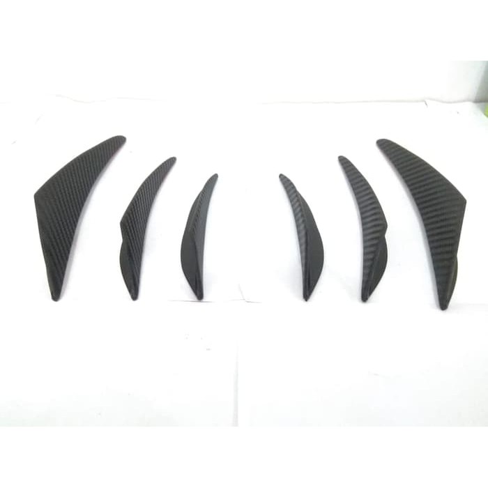 Karet Body Mobil Pelindung Body Front Bumper Fins Lip Carbon 1set 6PC