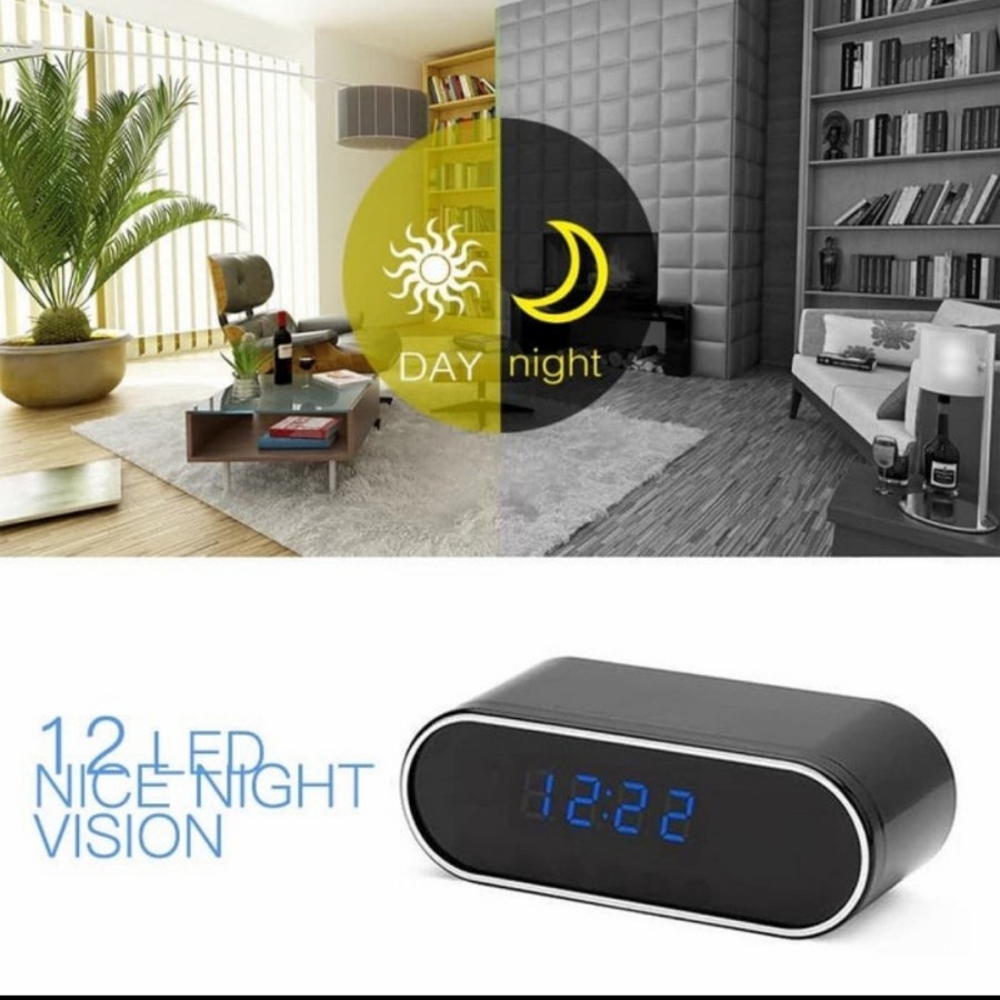 KAMERA CCTV JAM MEJA SPY CAMERA WIFI TERSEMBUNYI TABLE CLOCK DIGITAL WEKER