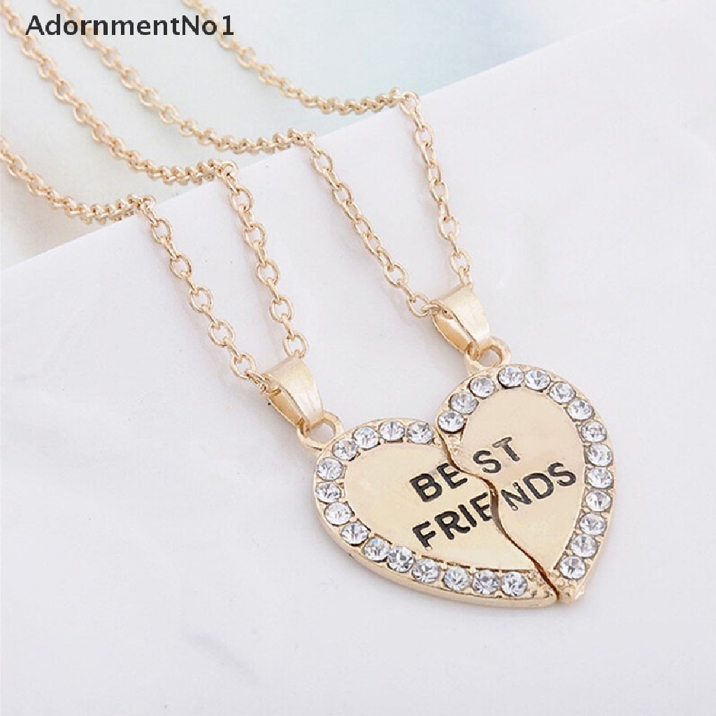 (AdornmentNo1) Kalung Rantai Dengan Liontin Hati Motif Tulisan Best Friend Untuk Wanita