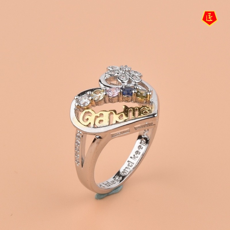 [Ready Stock]925 Silver Color Separation Diamond Heart-Shaped Ring