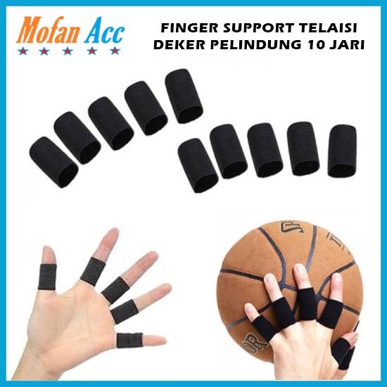 Finger Support Telaisi / Deker Pelindung 10 Jari Tangan Engkel Band Basket volly ball protector