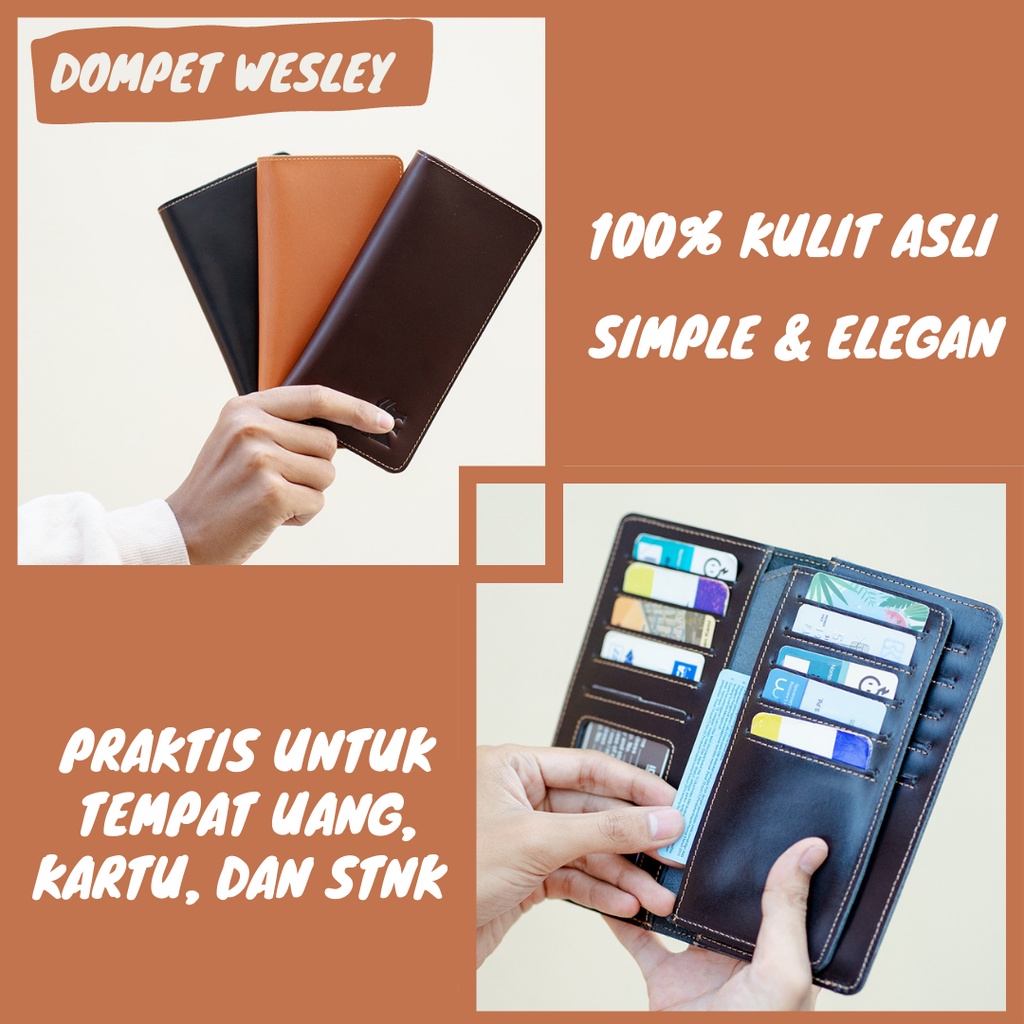 Dompet Kulit Asli Pria Model Panjang Bahan Kulit Asli Jenis Crazy Horse Tempat Uang dan Kartu